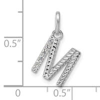 14k White Gold Twisted .05 ct. Diamond Initial M Charm-PM10732M-WA