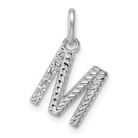 14k White Gold Twisted .05 ct. Diamond Initial M Charm-PM10732M-WA