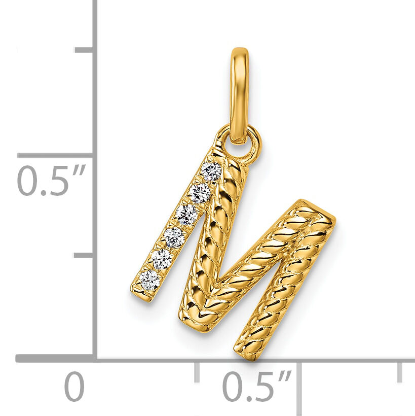 14k Twisted .05 ct. Diamond Initial M Charm-PM10732M-YA