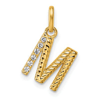 14k Twisted .05 ct. Diamond Initial M Charm-PM10732M-YA