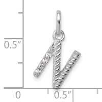 14k White Gold Twisted .05 ct. Diamond Initial N Charm-PM10732N-WA