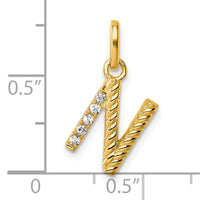 14k Twisted .05 ct. Diamond Initial N Charm-PM10732N-YA