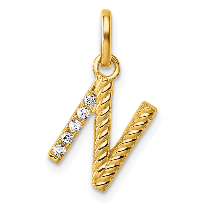 14k Twisted .05 ct. Diamond Initial N Charm-PM10732N-YA