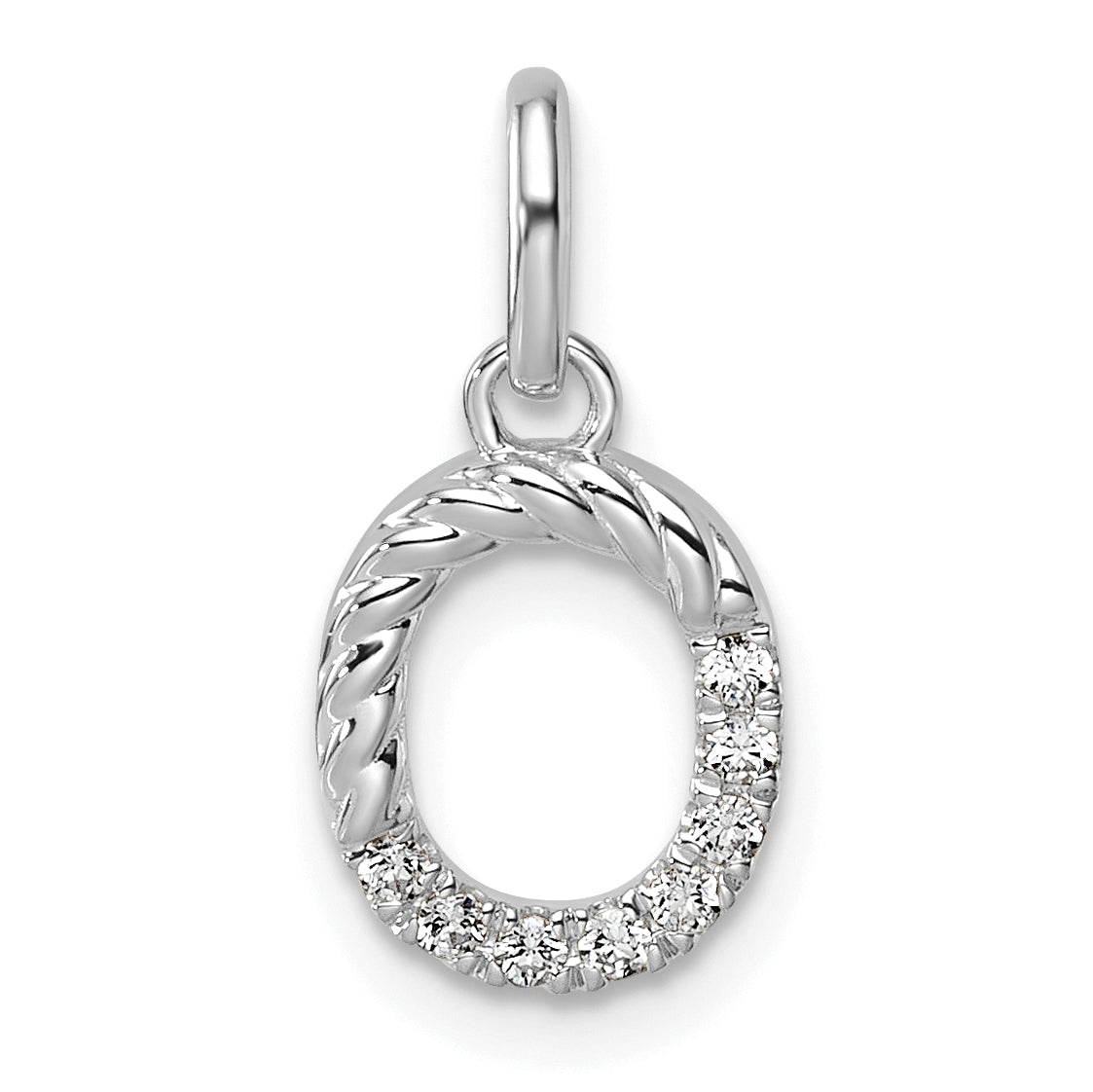 14k White Gold Twisted .07 ct. Diamond Initial O Charm-PM10732O-WA