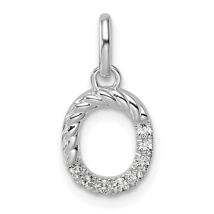 14k White Gold Twisted .07 ct. Diamond Initial O Charm-PM10732O-WA