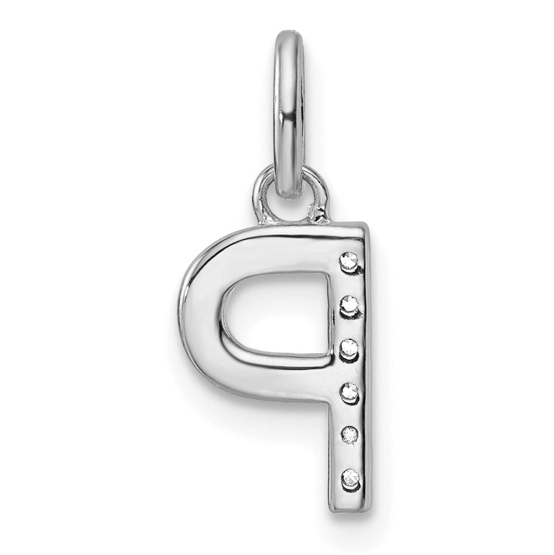 14k White Gold Twisted .05 ct. Diamond Initial P Charm-PM10732P-WA