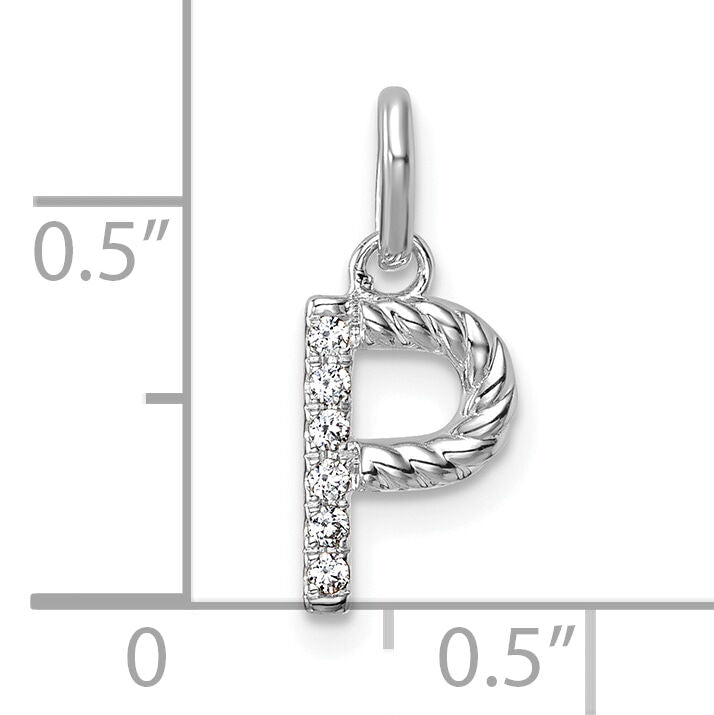 14k White Gold Twisted .05 ct. Diamond Initial P Charm-PM10732P-WA