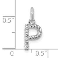 14k White Gold Twisted .05 ct. Diamond Initial P Charm-PM10732P-WA