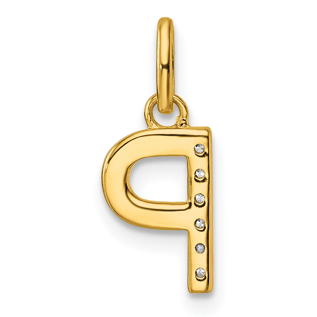 14k Twisted .05 ct. Diamond Initial P Charm-PM10732P-YA