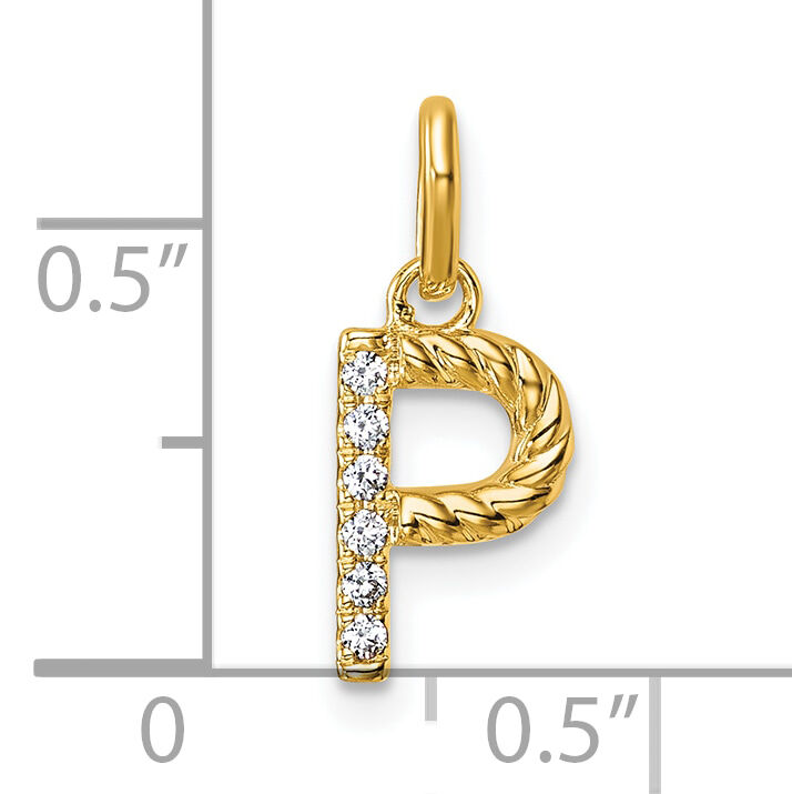 14k Twisted .05 ct. Diamond Initial P Charm-PM10732P-YA