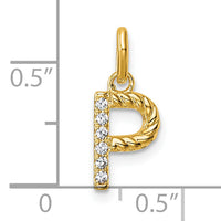 14k Twisted .05 ct. Diamond Initial P Charm-PM10732P-YA