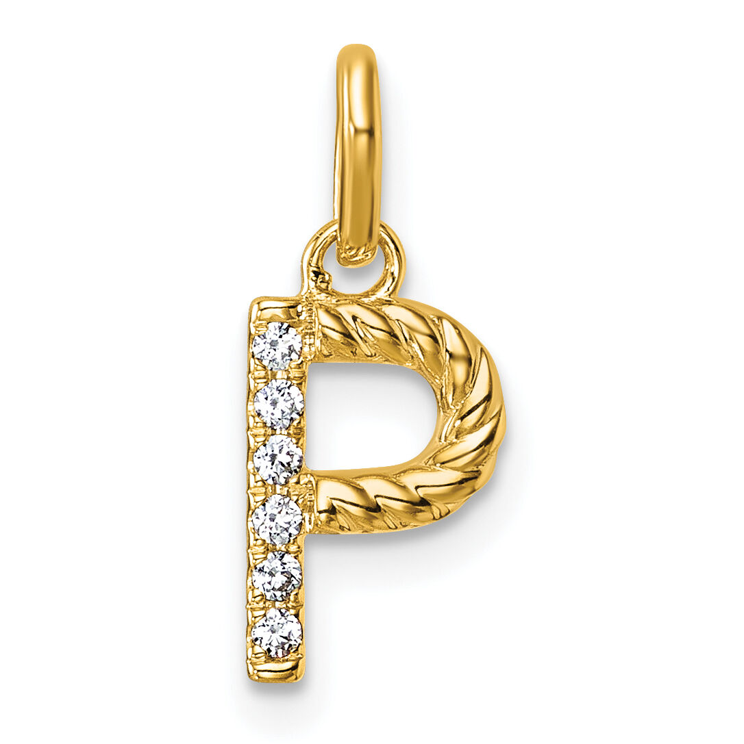14k Twisted .05 ct. Diamond Initial P Charm-PM10732P-YA