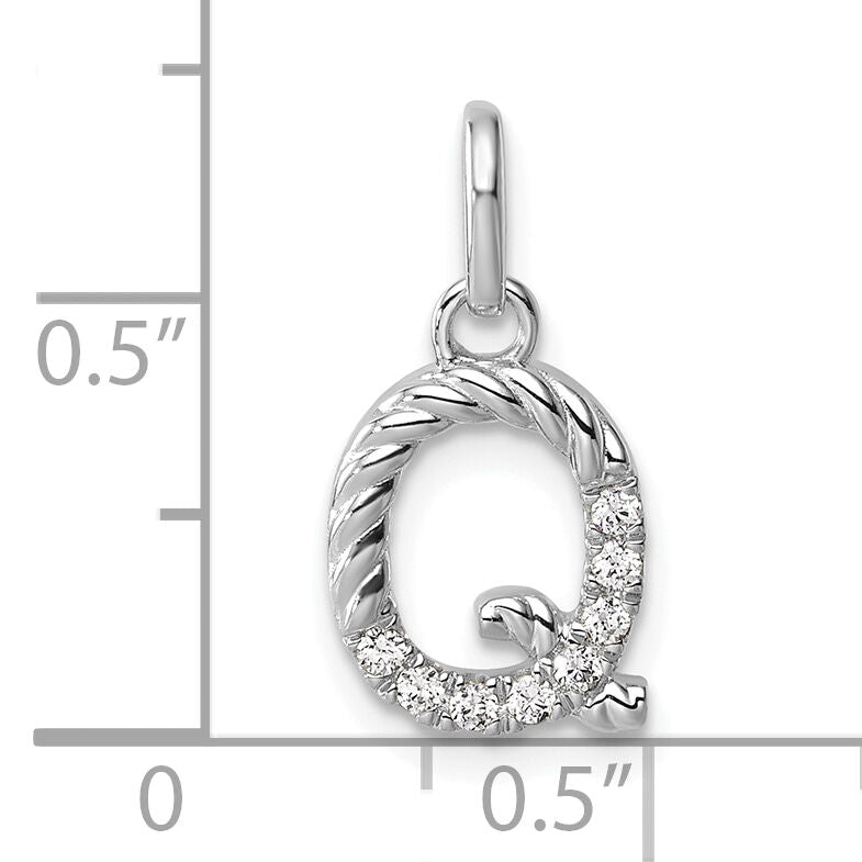 14k White Gold Twisted .07 ct. Diamond Initial Q Charm-PM10732Q-WA