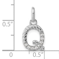 14k White Gold Twisted .07 ct. Diamond Initial Q Charm-PM10732Q-WA