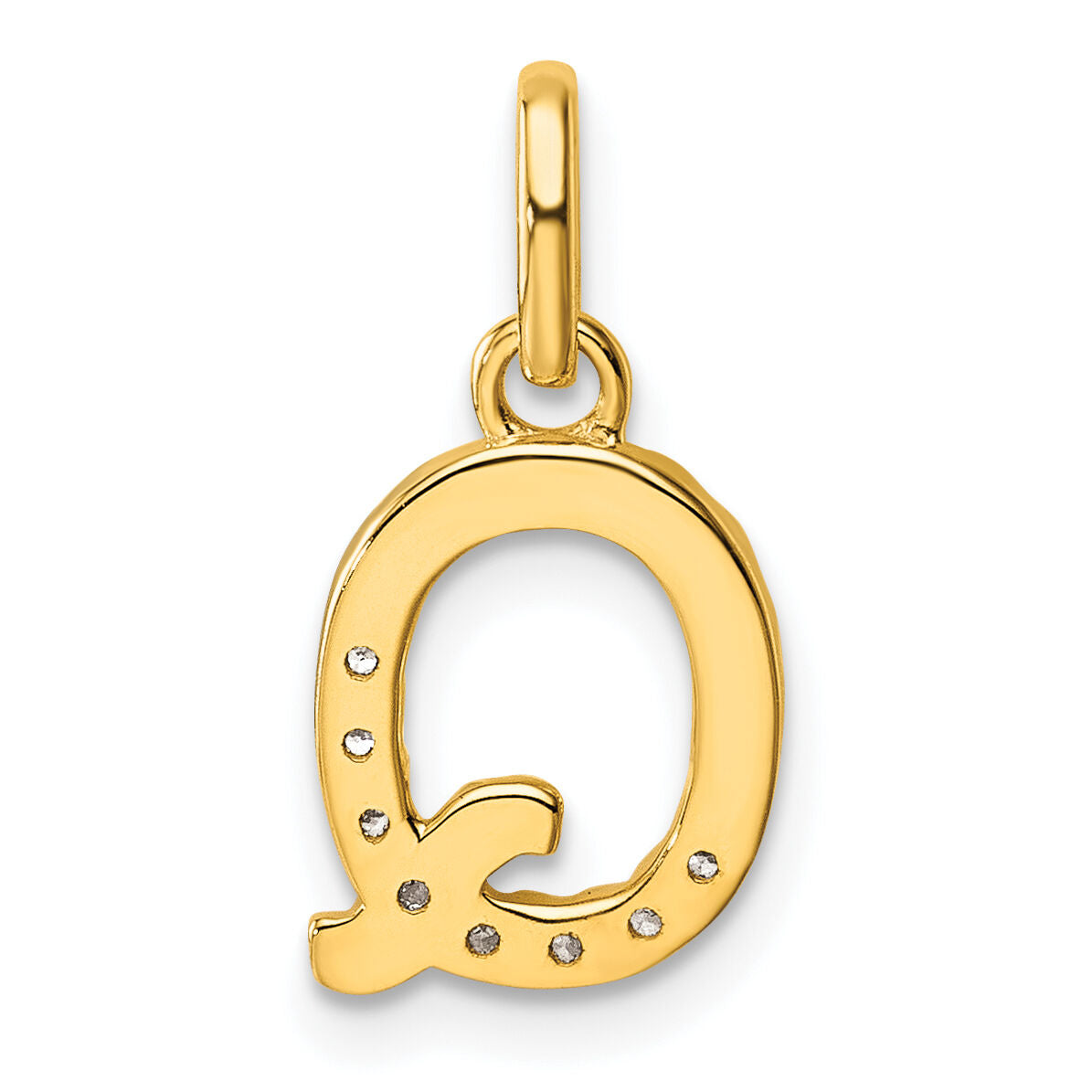 14k Twisted .07 ct. Diamond Initial Q Charm-PM10732Q-YA