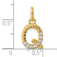 14k Twisted .07 ct. Diamond Initial Q Charm-PM10732Q-YA