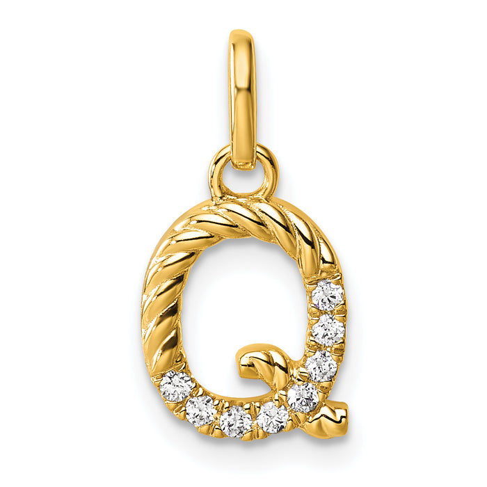 14k Twisted .07 ct. Diamond Initial Q Charm-PM10732Q-YA