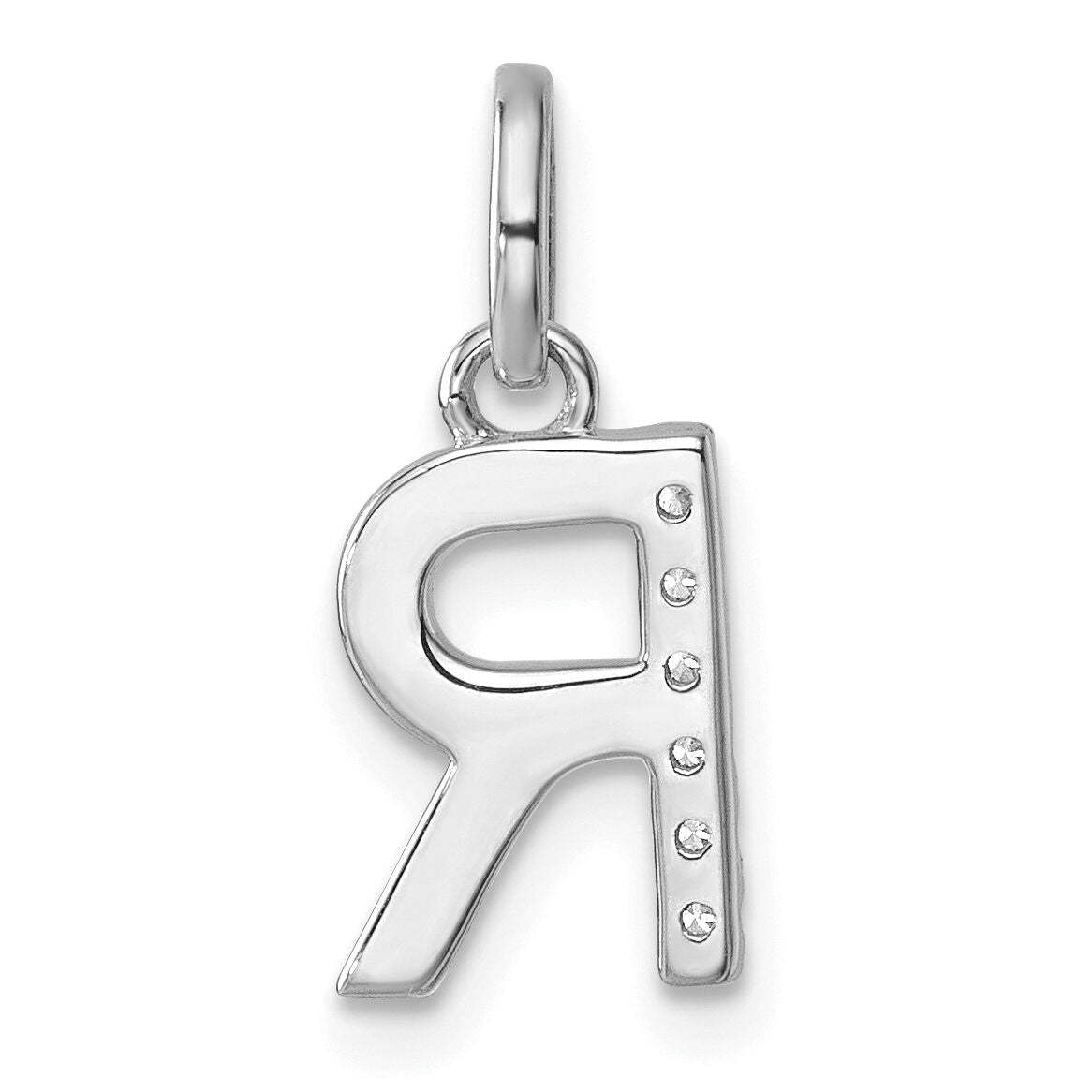 14k White Gold Twisted .05 ct. Diamond Initial R Charm-PM10732R-WA