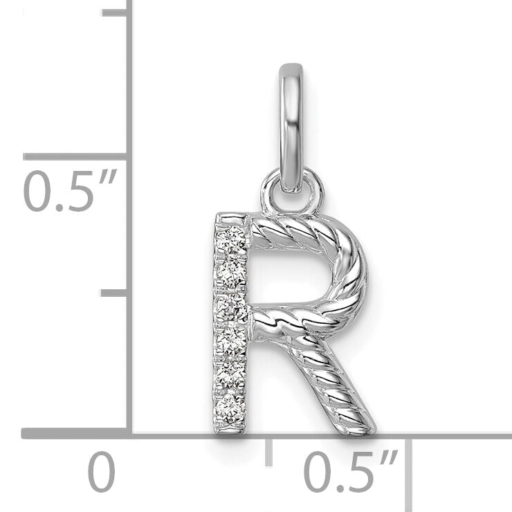 14k White Gold Twisted .05 ct. Diamond Initial R Charm-PM10732R-WA