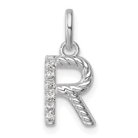 14k White Gold Twisted .05 ct. Diamond Initial R Charm-PM10732R-WA
