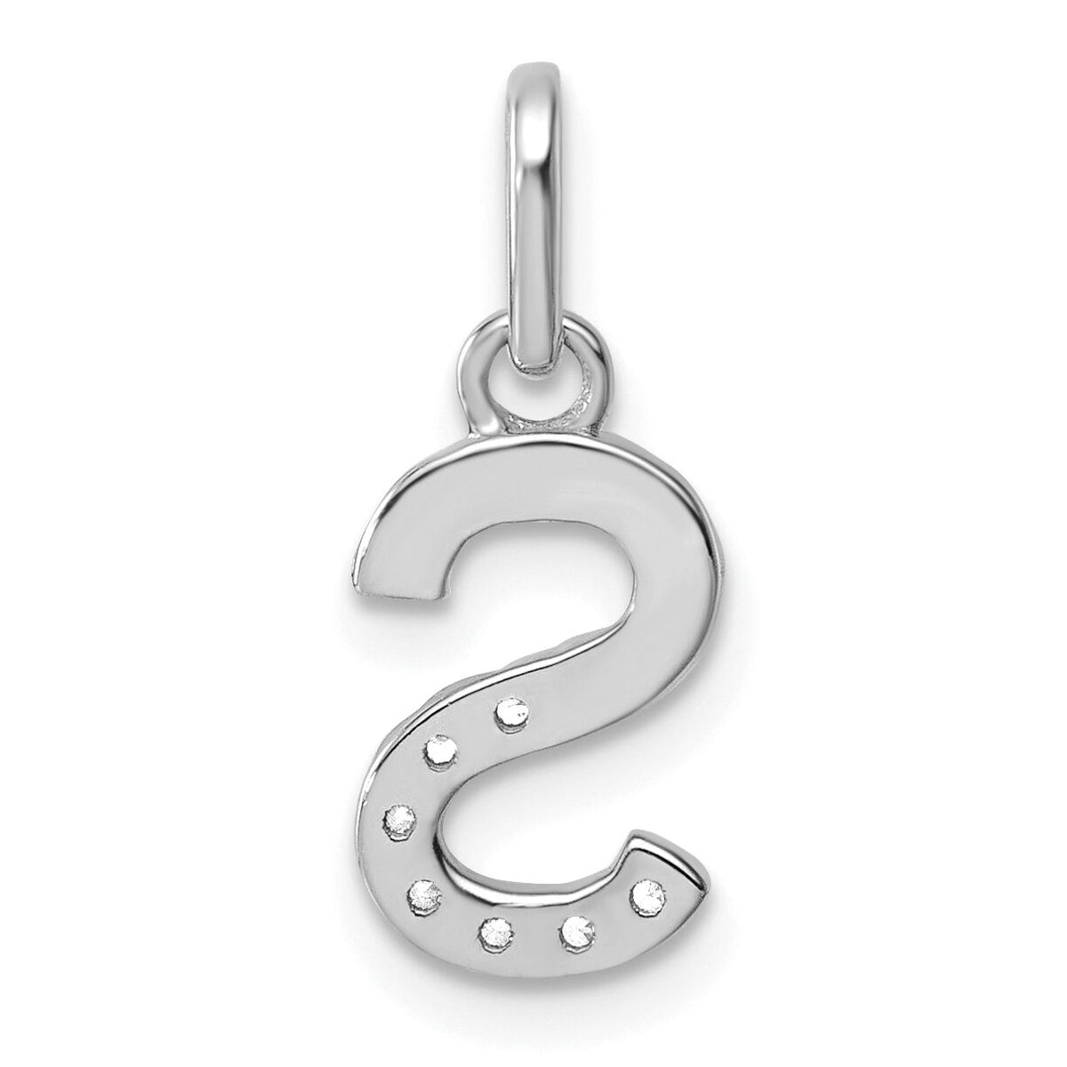 14k White Gold Twisted .07 ct. Diamond Initial S Charm-PM10732S-WA