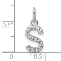 14k White Gold Twisted .07 ct. Diamond Initial S Charm-PM10732S-WA