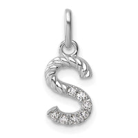 14k White Gold Twisted .07 ct. Diamond Initial S Charm-PM10732S-WA