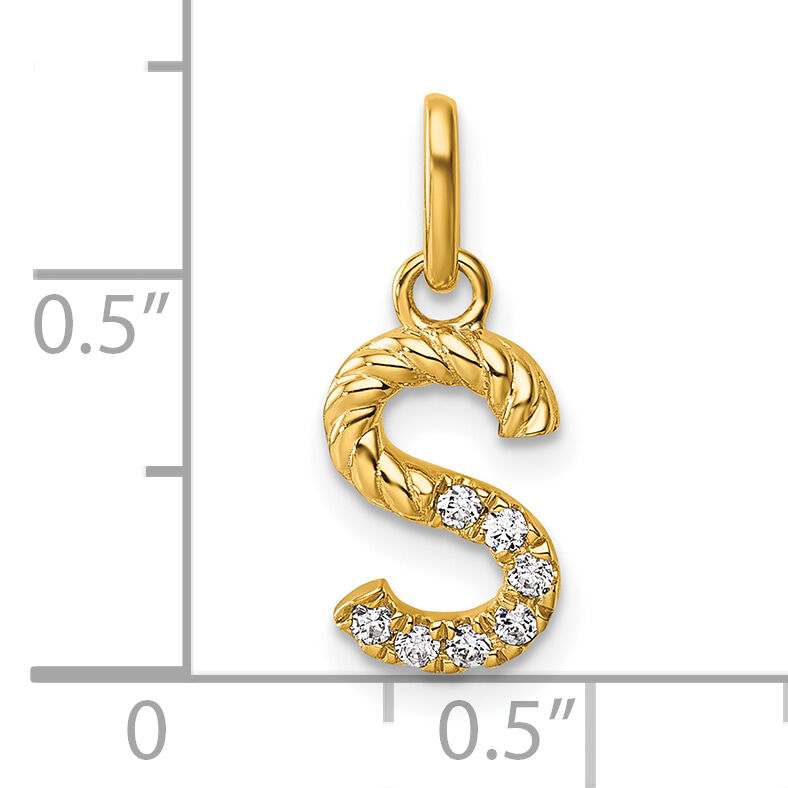 14k Twisted .07 ct. Diamond Initial S Charm-PM10732S-YA