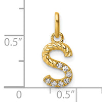 14k Twisted .07 ct. Diamond Initial S Charm-PM10732S-YA