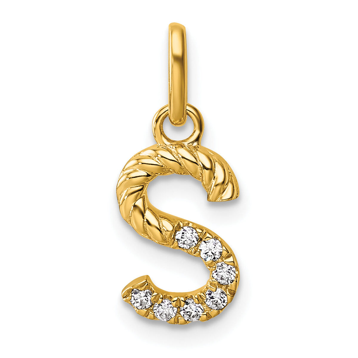 14k Twisted .07 ct. Diamond Initial S Charm-PM10732S-YA