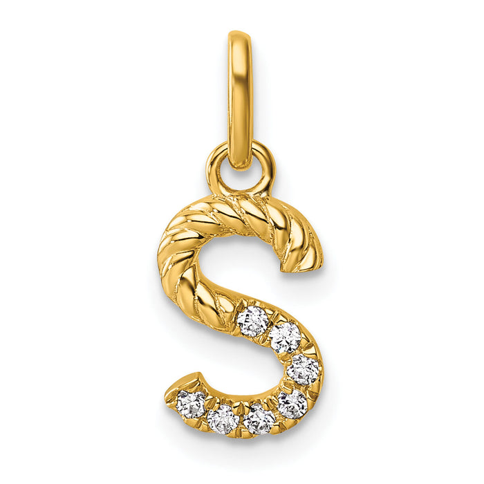 14k Twisted .07 ct. Diamond Initial S Charm-PM10732S-YA
