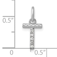 14k White Gold Twisted .05 ct. Diamond Initial T Charm-PM10732T-WA