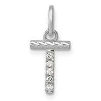 14k White Gold Twisted .05 ct. Diamond Initial T Charm-PM10732T-WA