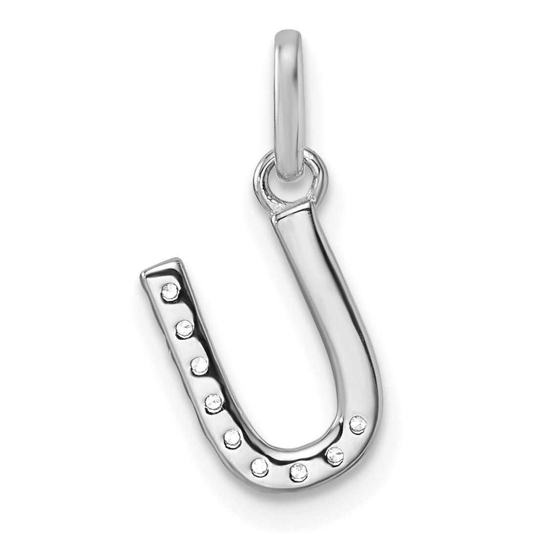 14k White Gold Twisted .10 ct. Diamond Initial U Charm-PM10732U-WA