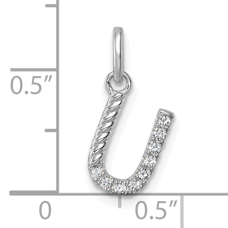 14k White Gold Twisted .10 ct. Diamond Initial U Charm-PM10732U-WA