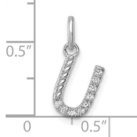 14k White Gold Twisted .10 ct. Diamond Initial U Charm-PM10732U-WA
