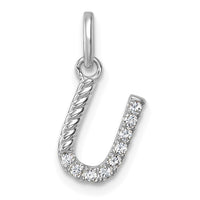 14k White Gold Twisted .10 ct. Diamond Initial U Charm-PM10732U-WA