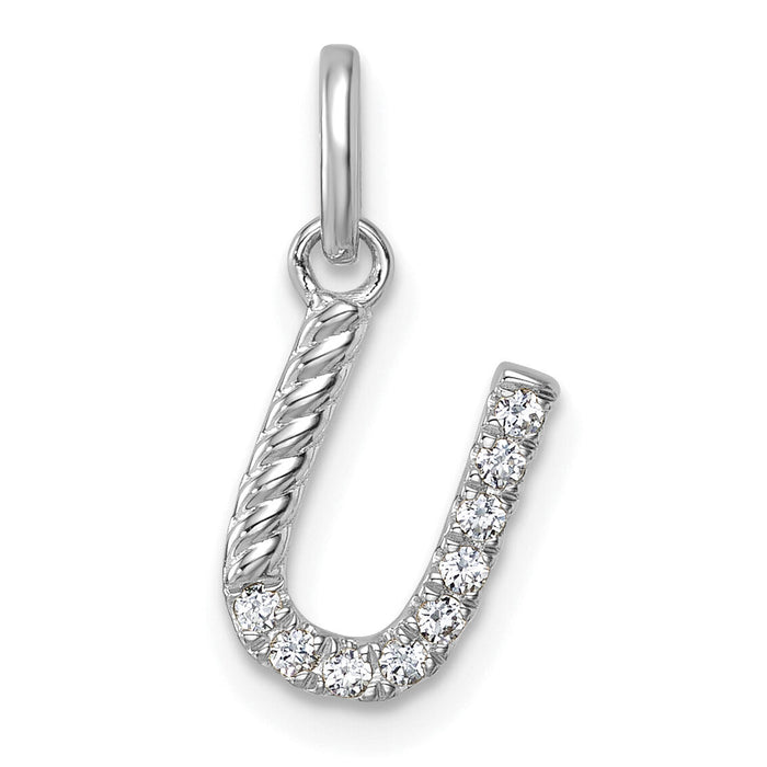 14k White Gold Twisted .10 ct. Diamond Initial U Charm-PM10732U-WA