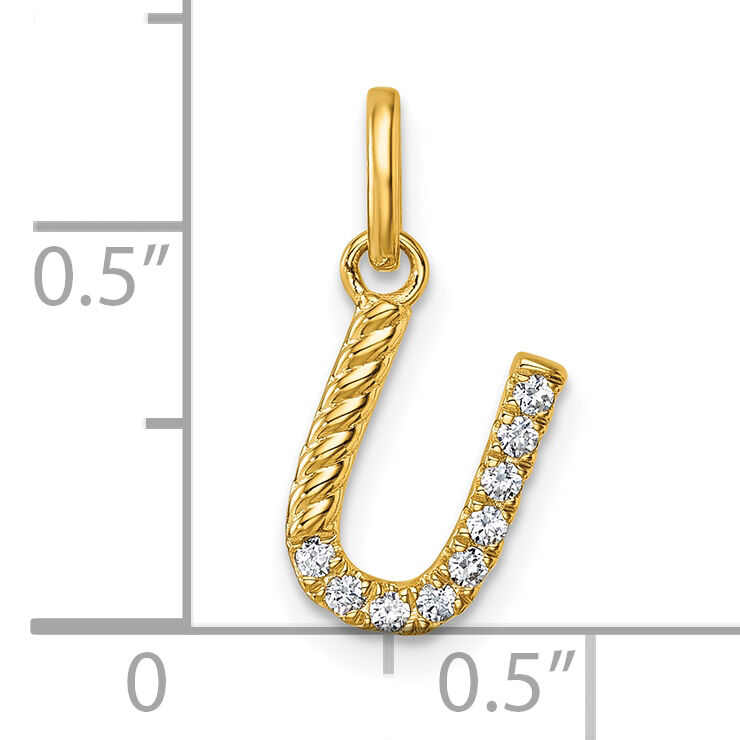 14k Twisted .10 ct. Diamond Initial U Charm-PM10732U-YA