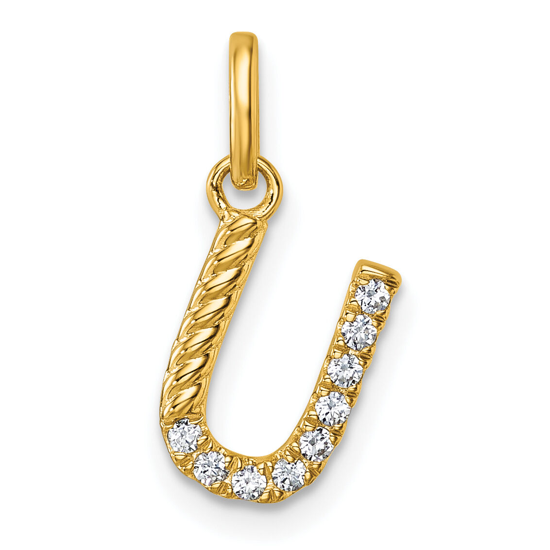 14k Twisted .10 ct. Diamond Initial U Charm-PM10732U-YA
