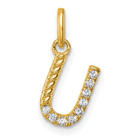 14k Twisted .10 ct. Diamond Initial U Charm-PM10732U-YA