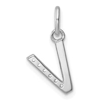 14k White Gold Twisted .05 ct. Diamond Initial V Charm-PM10732V-WA
