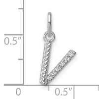 14k White Gold Twisted .05 ct. Diamond Initial V Charm-PM10732V-WA