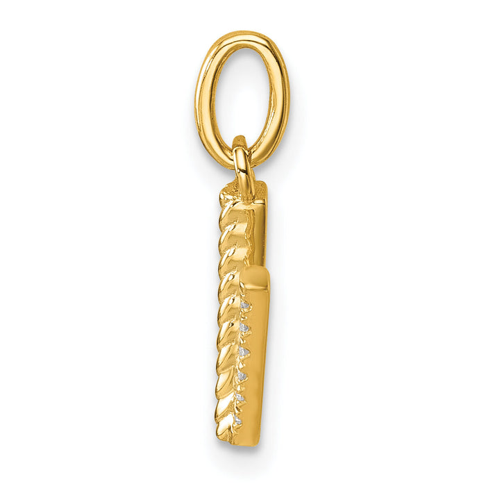 14k Twisted .05 ct. Diamond Initial V Charm-PM10732V-YA