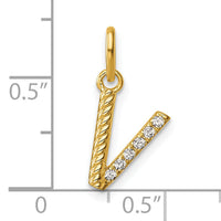 14k Twisted .05 ct. Diamond Initial V Charm-PM10732V-YA
