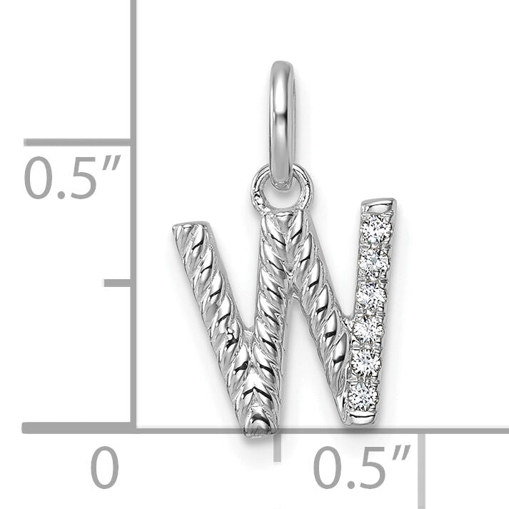 14k White Gold Twisted .05 ct. Diamond Initial W Charm-PM10732W-WA