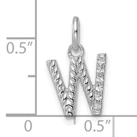 14k White Gold Twisted .05 ct. Diamond Initial W Charm-PM10732W-WA