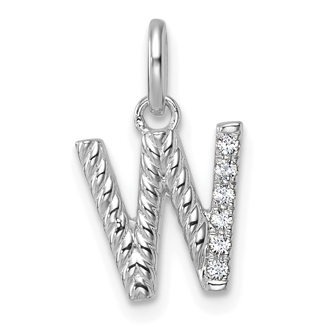 14k White Gold Twisted .05 ct. Diamond Initial W Charm-PM10732W-WA