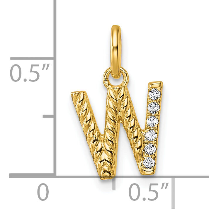 14k Twisted .05 ct. Diamond Initial W Charm-PM10732W-YA
