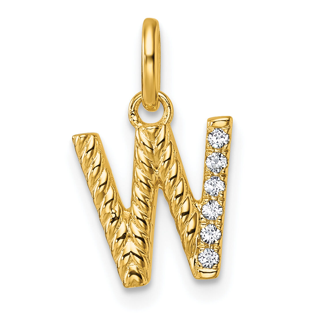 14k Twisted .05 ct. Diamond Initial W Charm-PM10732W-YA